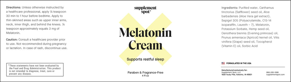 Paraben-free and fragrance-free icons for Melatonin Sleep Cream