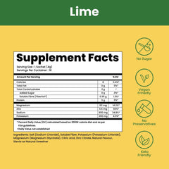 Nutrition and ingredients details for SUPPLY6 Salts Lime