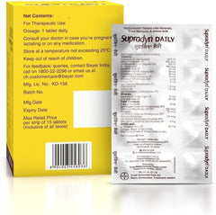 Nutrition and ingredients information for a Supradyn tablet