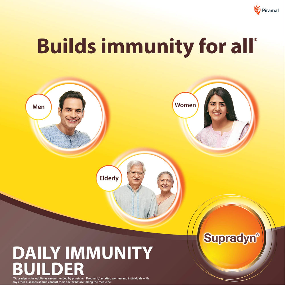 Close-up of Supradyn bottle with brown packaging