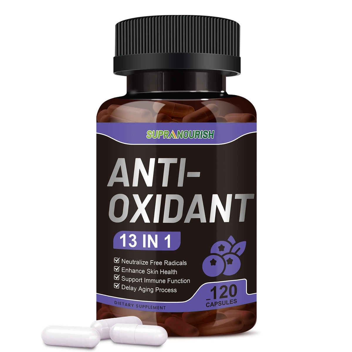 SUPRANOURISH 13-in-1 antioxidants bottle with label