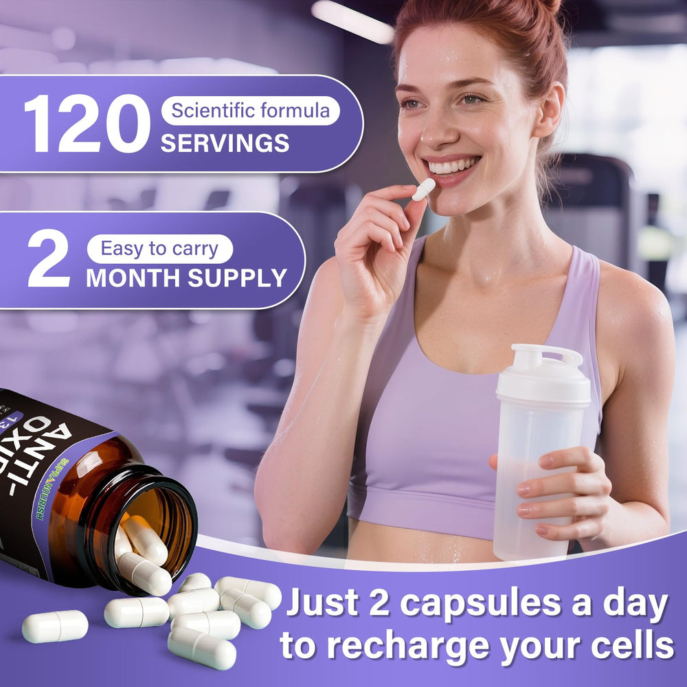 Icons representing NAD, NMNH, Resveratrol, PQQ and glutathione