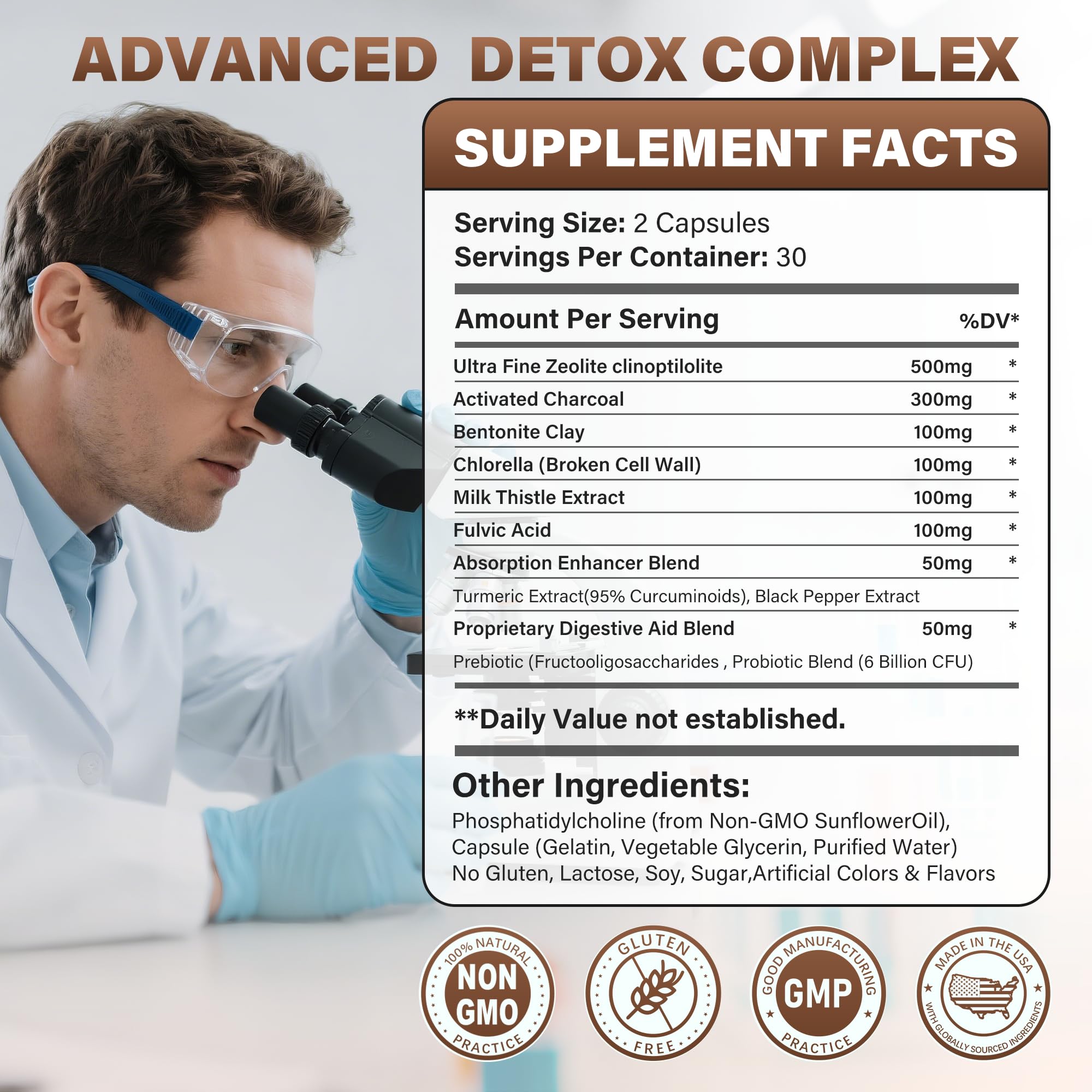 SUPRANOURISH Zeolite Detox Capsules pouring out for easy daily dose.