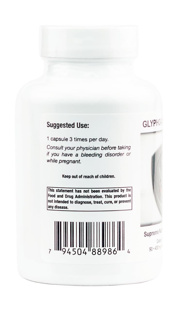 Glypho-X Supreme label notes cGMP standards and lab-tested quality.