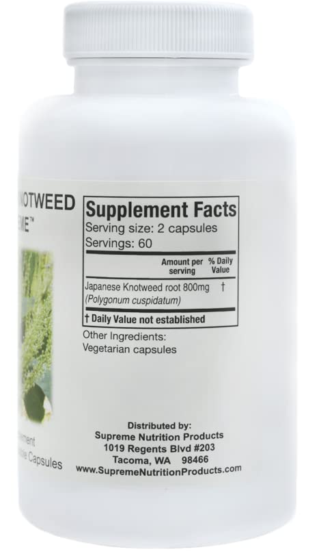 Product packaging and label for Supreme Nutrition Japanese Knotweed Supreme