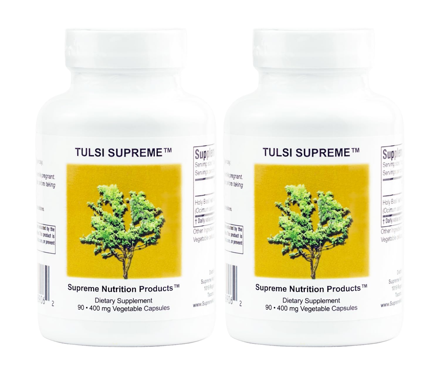 Supreme Nutrition front packaging showing Tulsi Supreme bottle and label, clear product information
