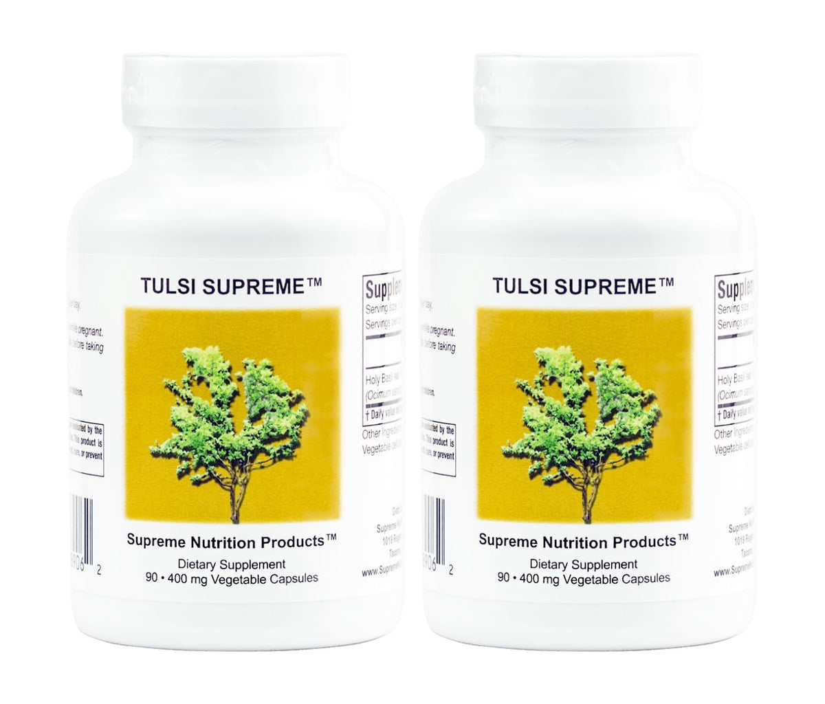 Supreme Nutrition front packaging showing Tulsi Supreme bottle and label, clear product information