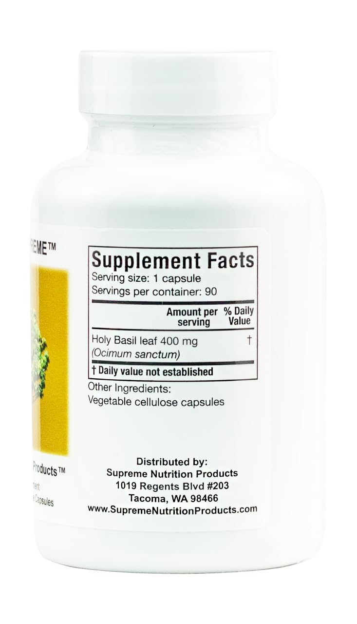 Supreme Nutrition Tulsi Supreme vegetarian capsule close-up showing clean encapsulation