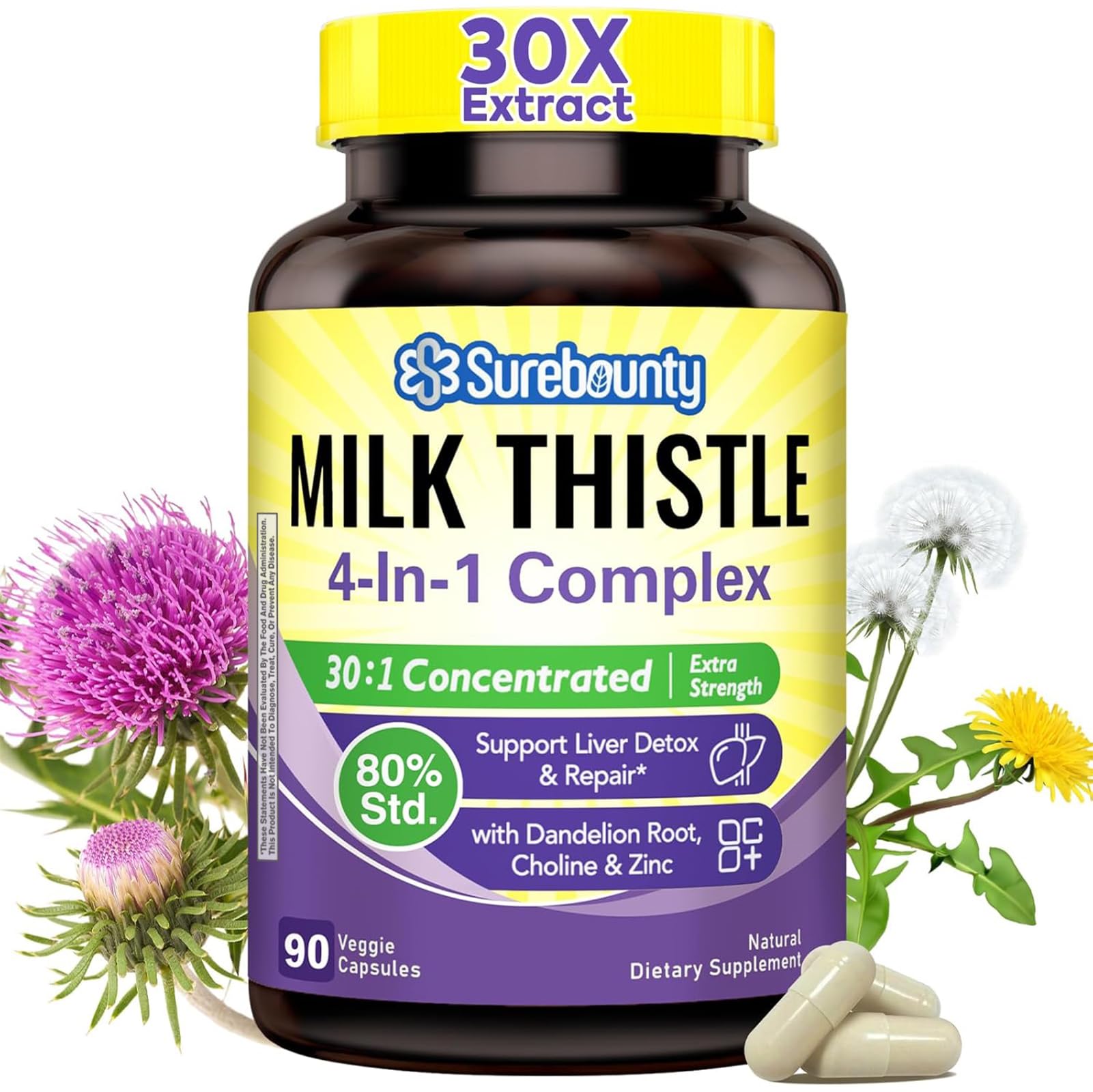 Surebounty 4-in-1 Milk Thistle Complex bottle front label