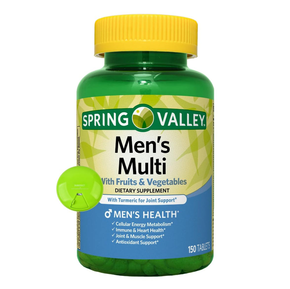 SUREFECT Spring Valley Men's Multivitamin bottle with 150 tablets and organizer