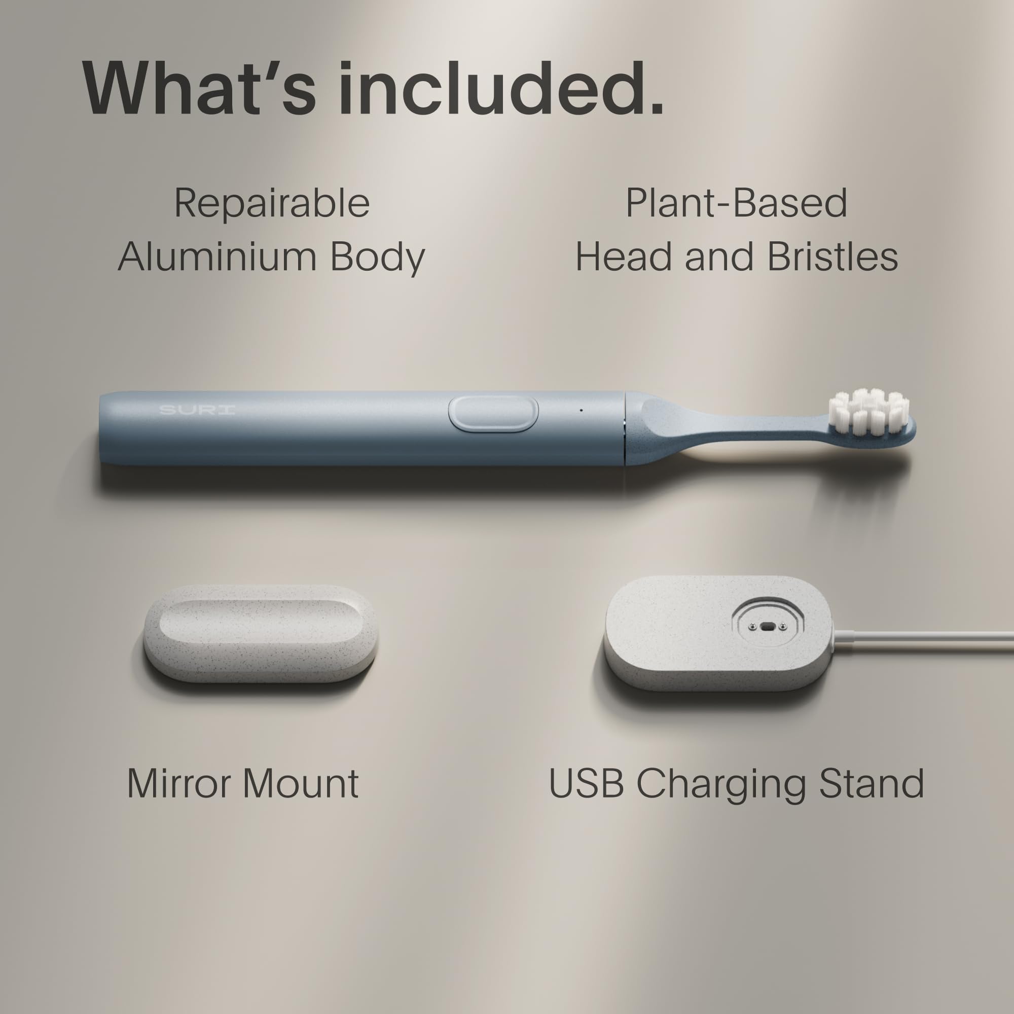 SURI plant-based recyclable heads and castor oil bristles