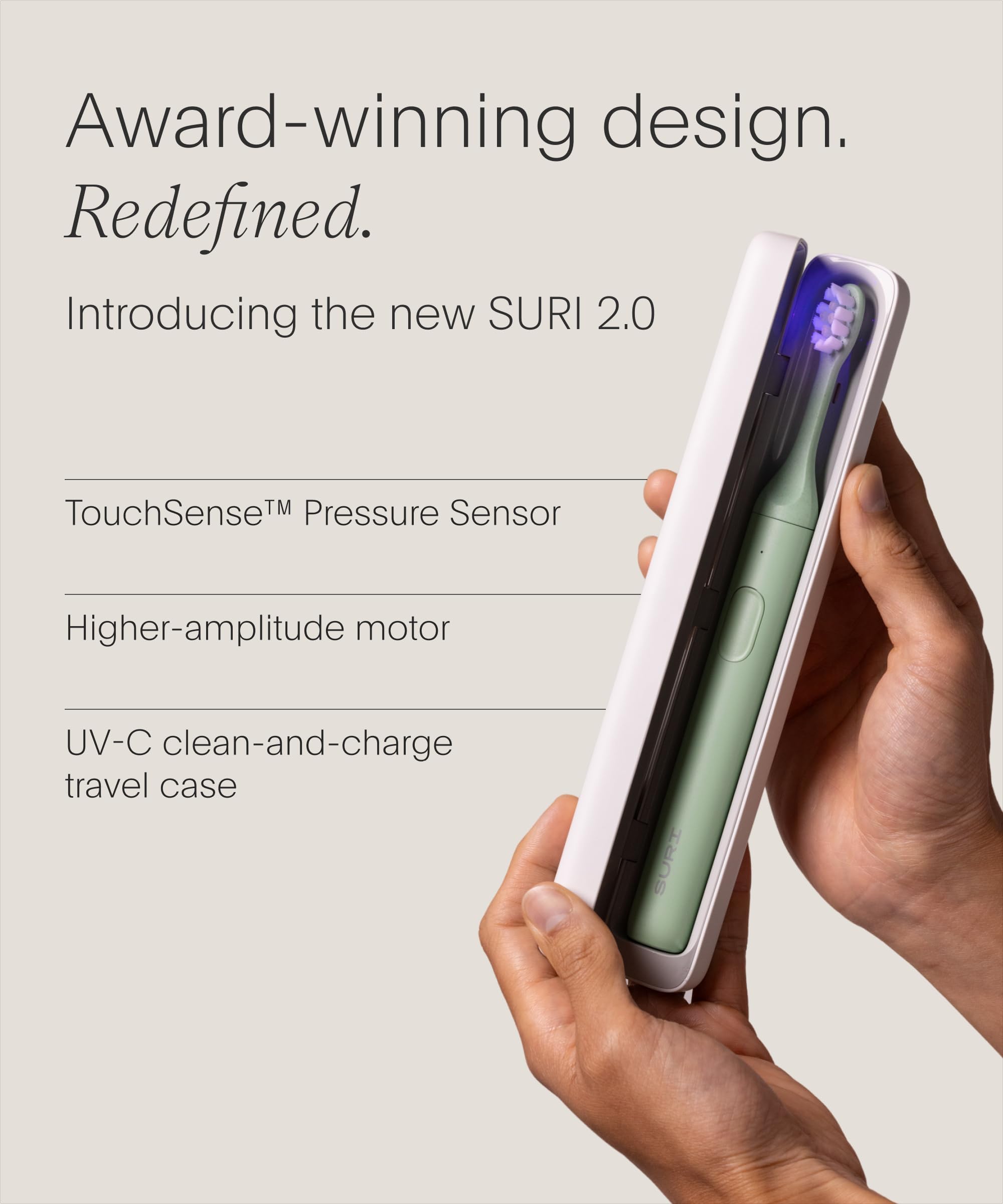 Side view of SURI 2.0 toothbrush