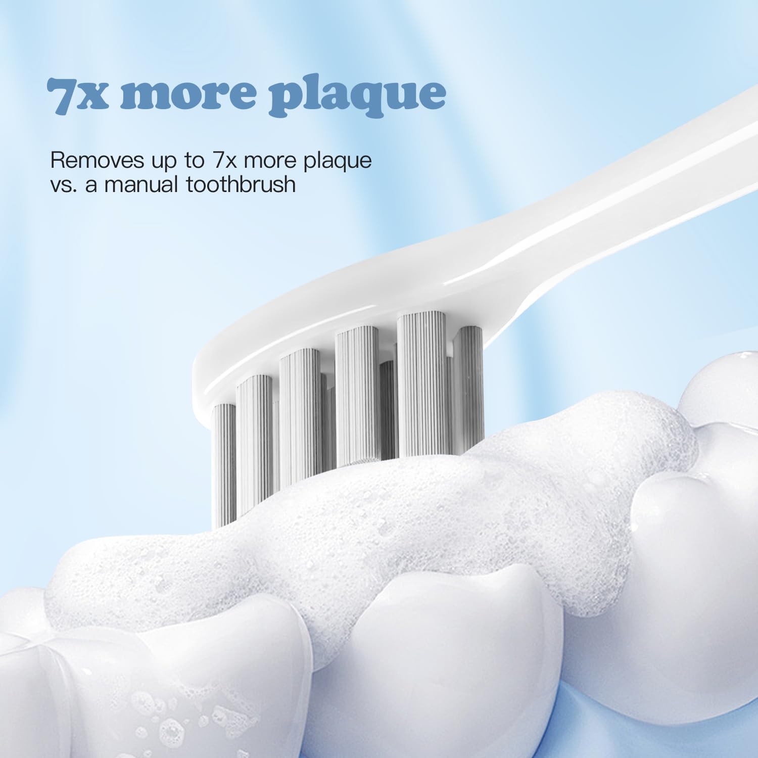 W-Shape design brush head close-up for SURI toothbrush