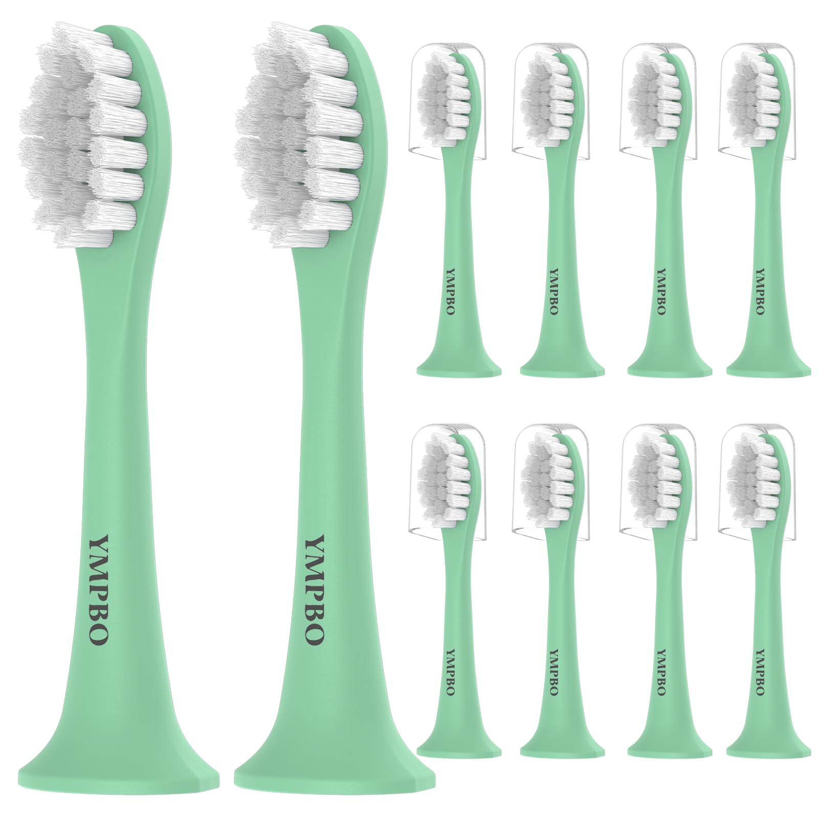 10-pack toothbrush heads for SURI Electric Toothbrush - green, product shot 1