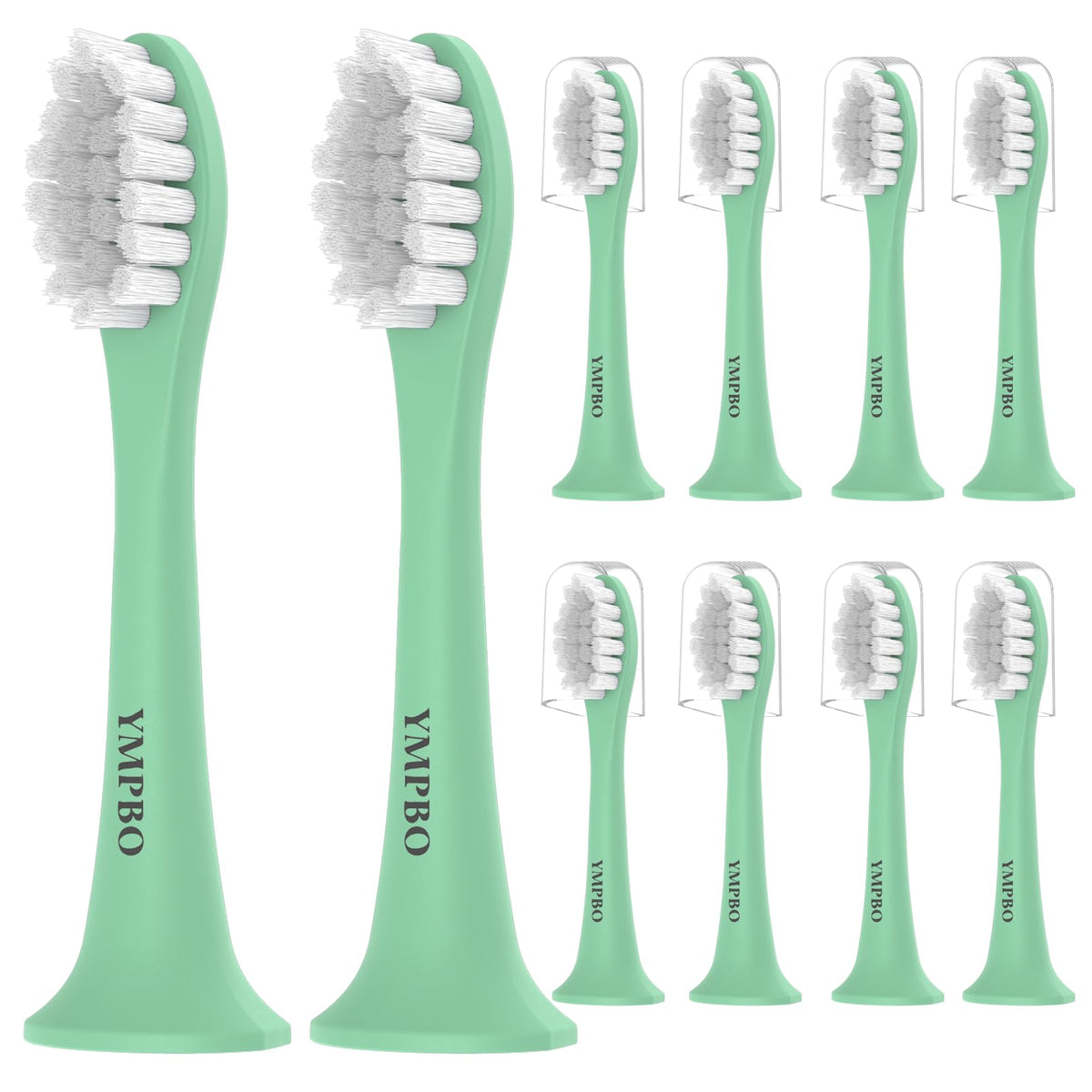 10-pack toothbrush heads for SURI Electric Toothbrush - green, product shot 1