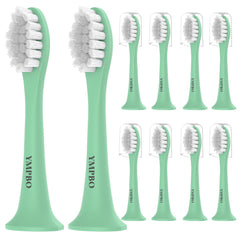 10-pack toothbrush heads for SURI Electric Toothbrush - green, product shot 1