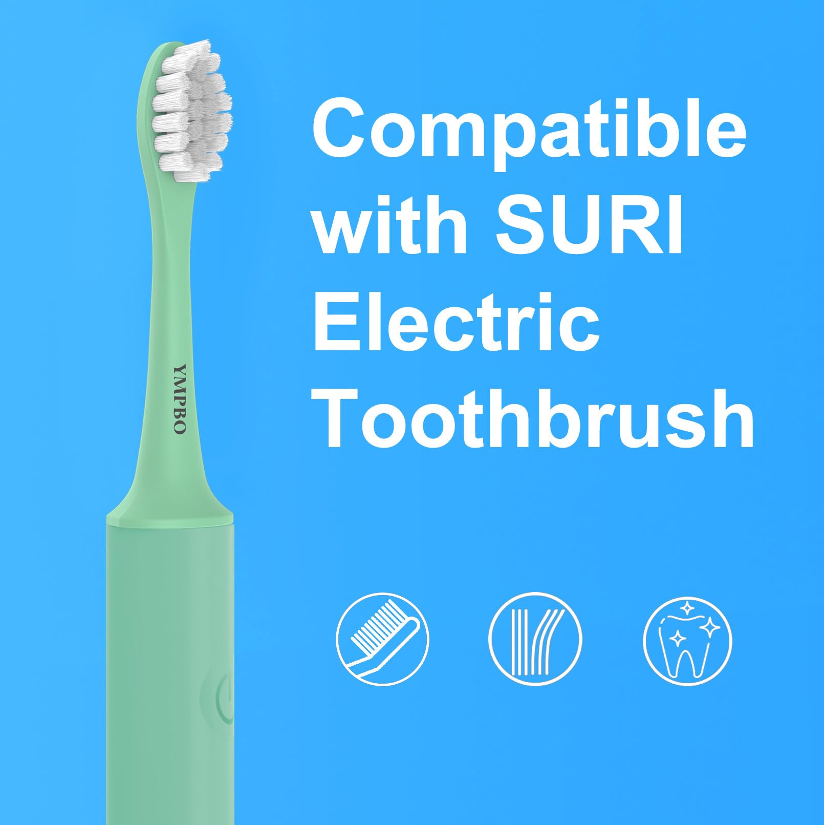 Replacement brush heads for SURI Electric Toothbrush - green, pack shot 2
