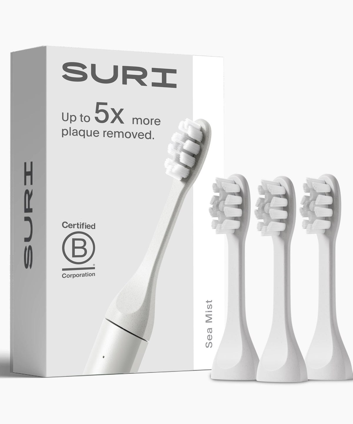 SURI Sea Mist recyclable plant-based replacement toothbrush heads (pack of 3)