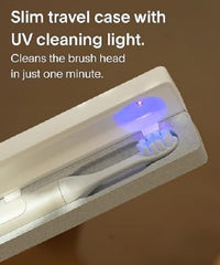 Open travel case showing UV-C cleaning chamber