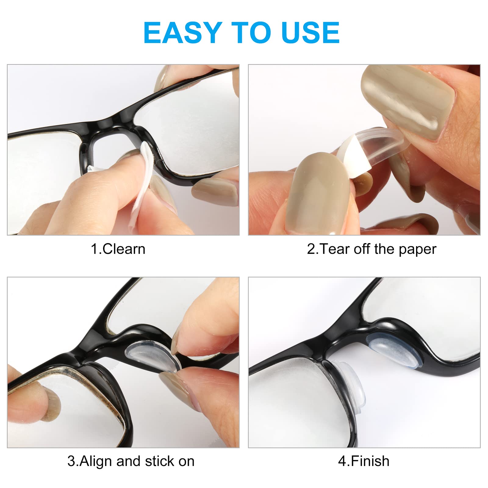 Self-adhesive backing for easy application on glasses