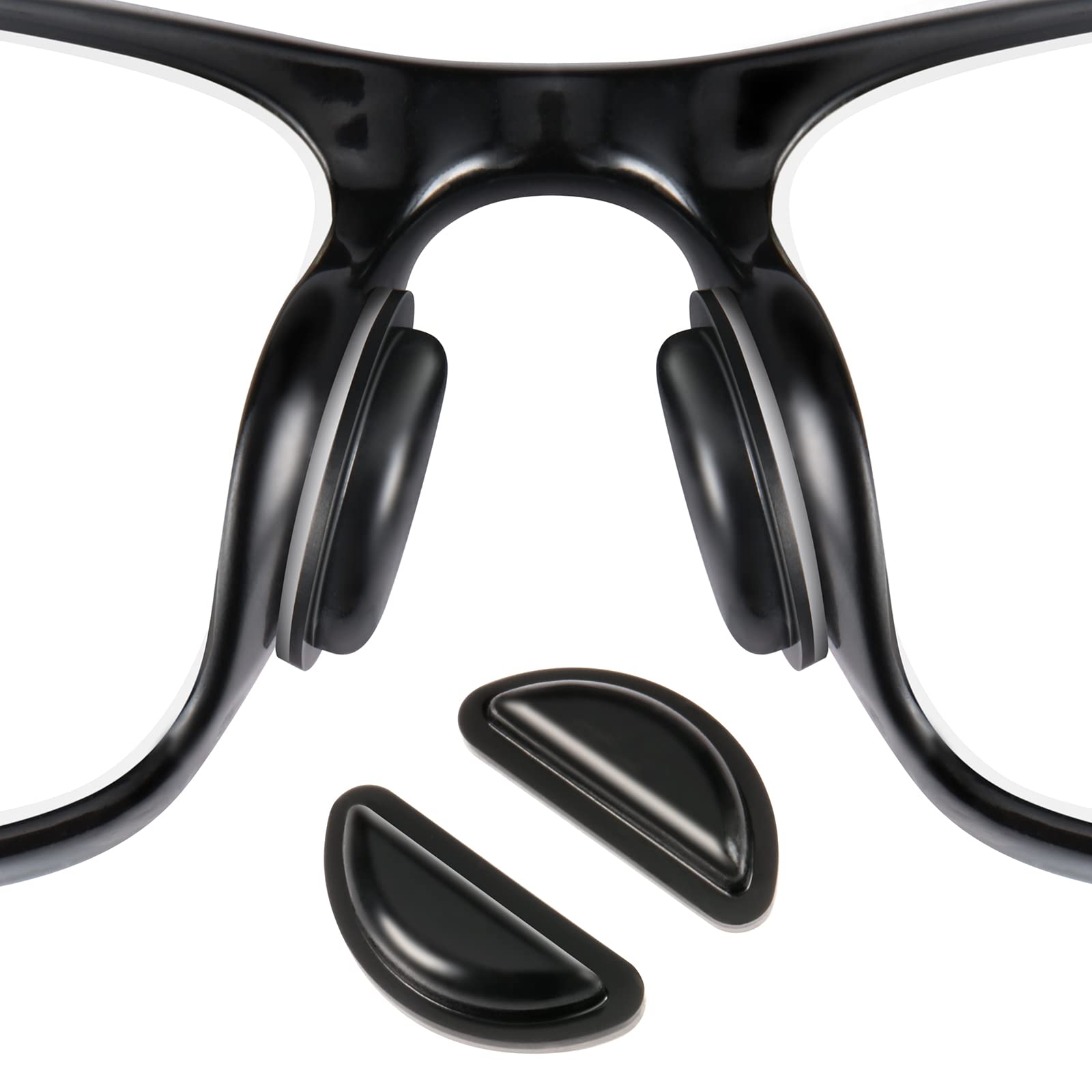 SURMAP black silicone eyeglass nose pads with self-adhesive backing (10 pairs) - anti-slip