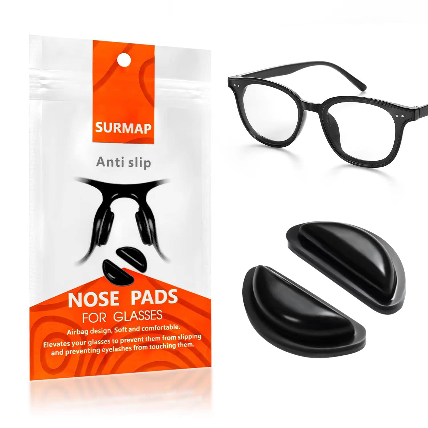 Close-up of SURMAP air chamber nose pad for glasses in black