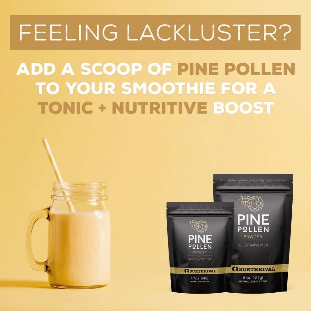 Pine pollen powder packaging and label