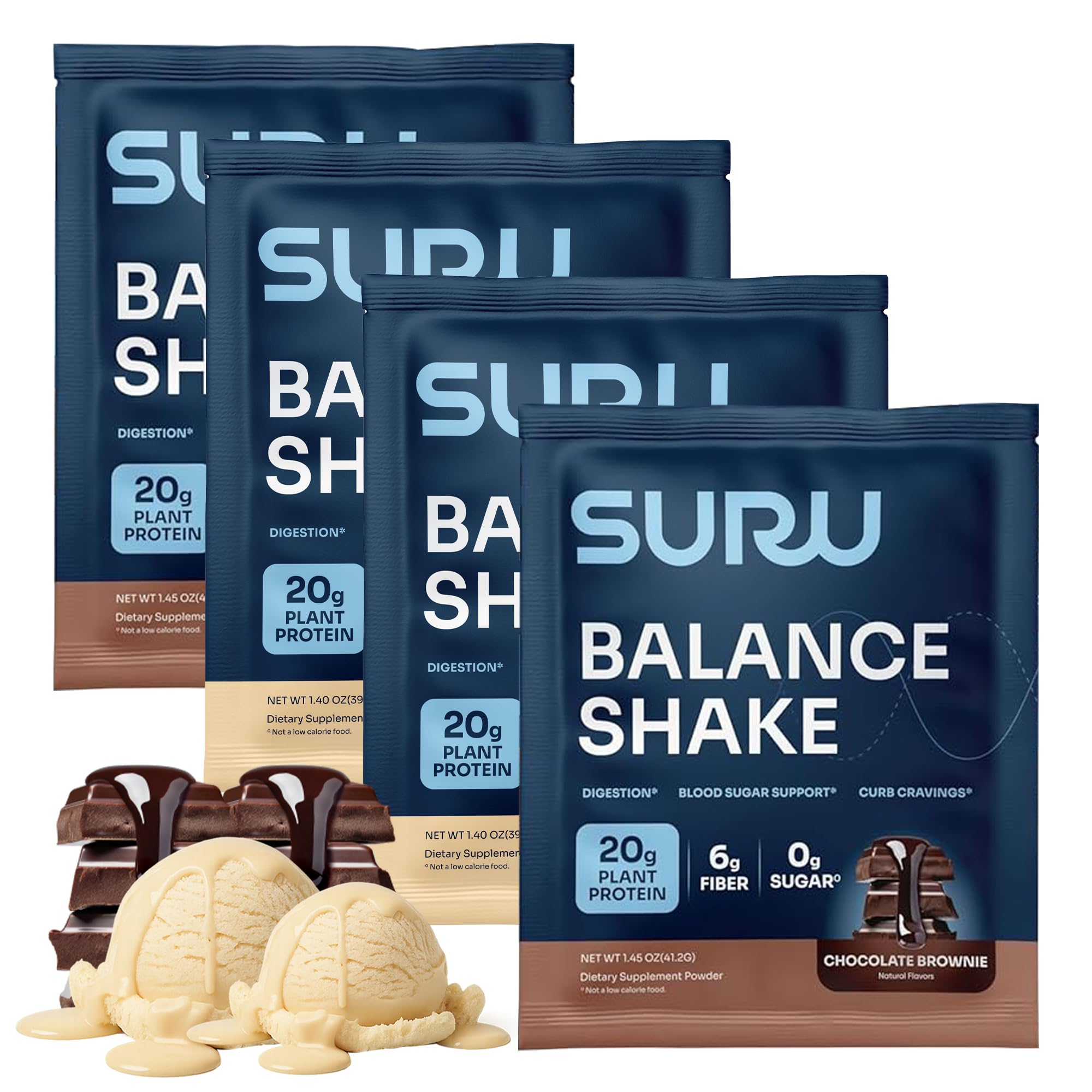Suru Balance Shake vanilla glass shows creamy texture and steady energy