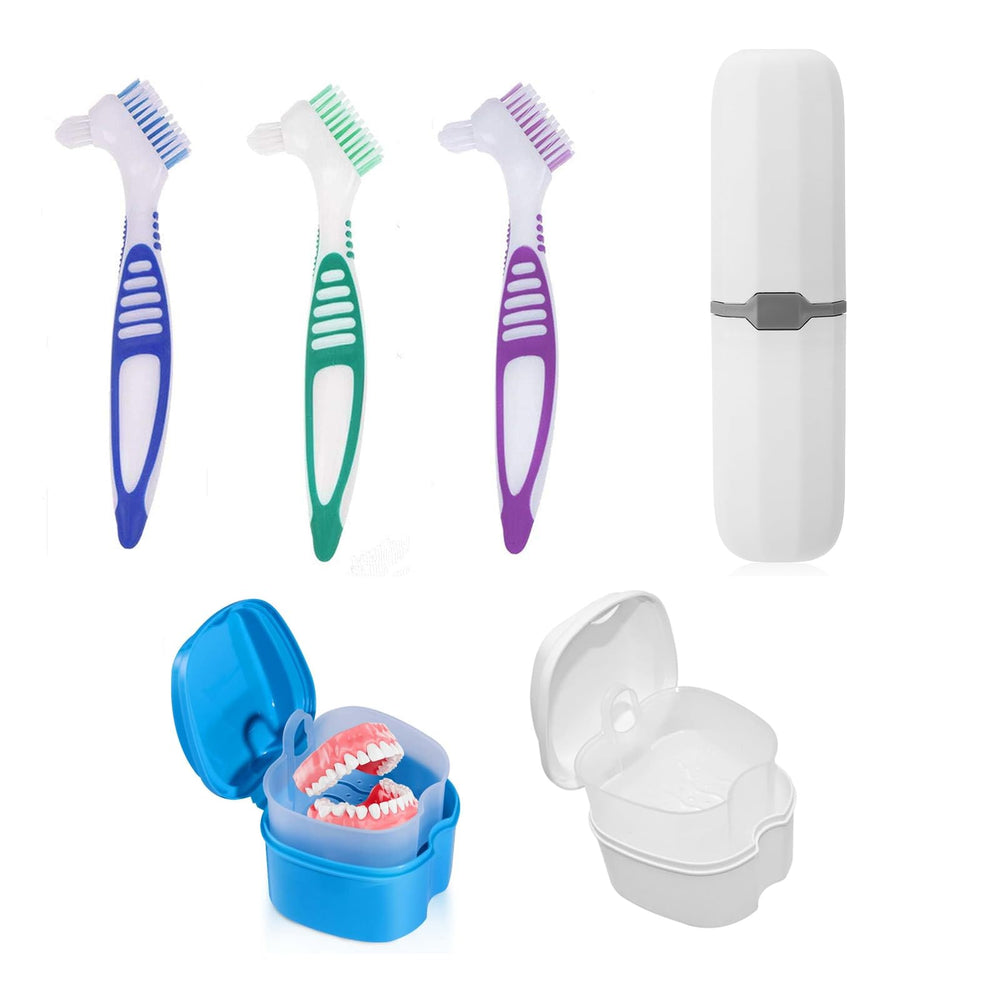 Front view of SURVART 6-Piece Denture Cleaning Kit showing packaging