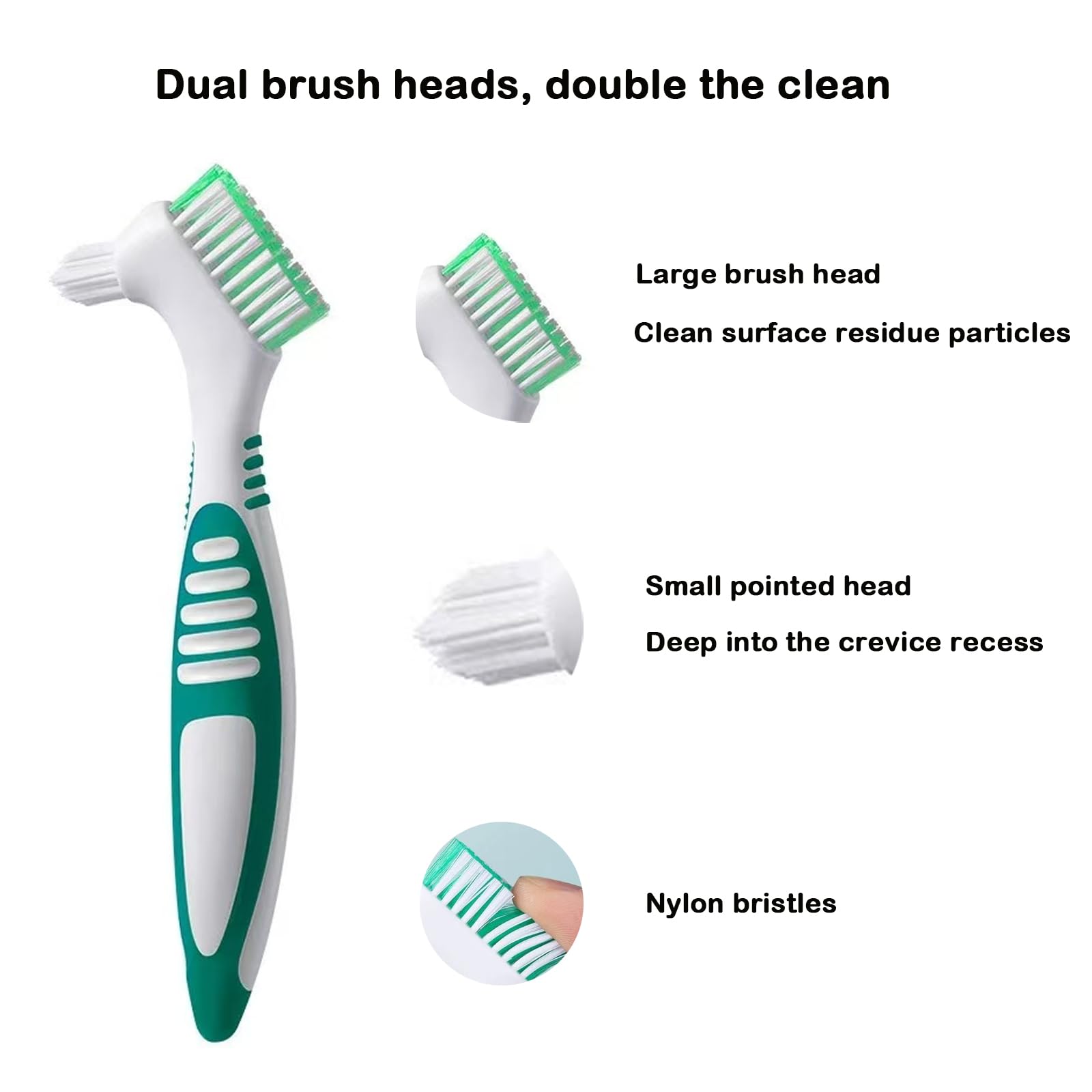 Three double-sided denture brushes with ergonomic handles