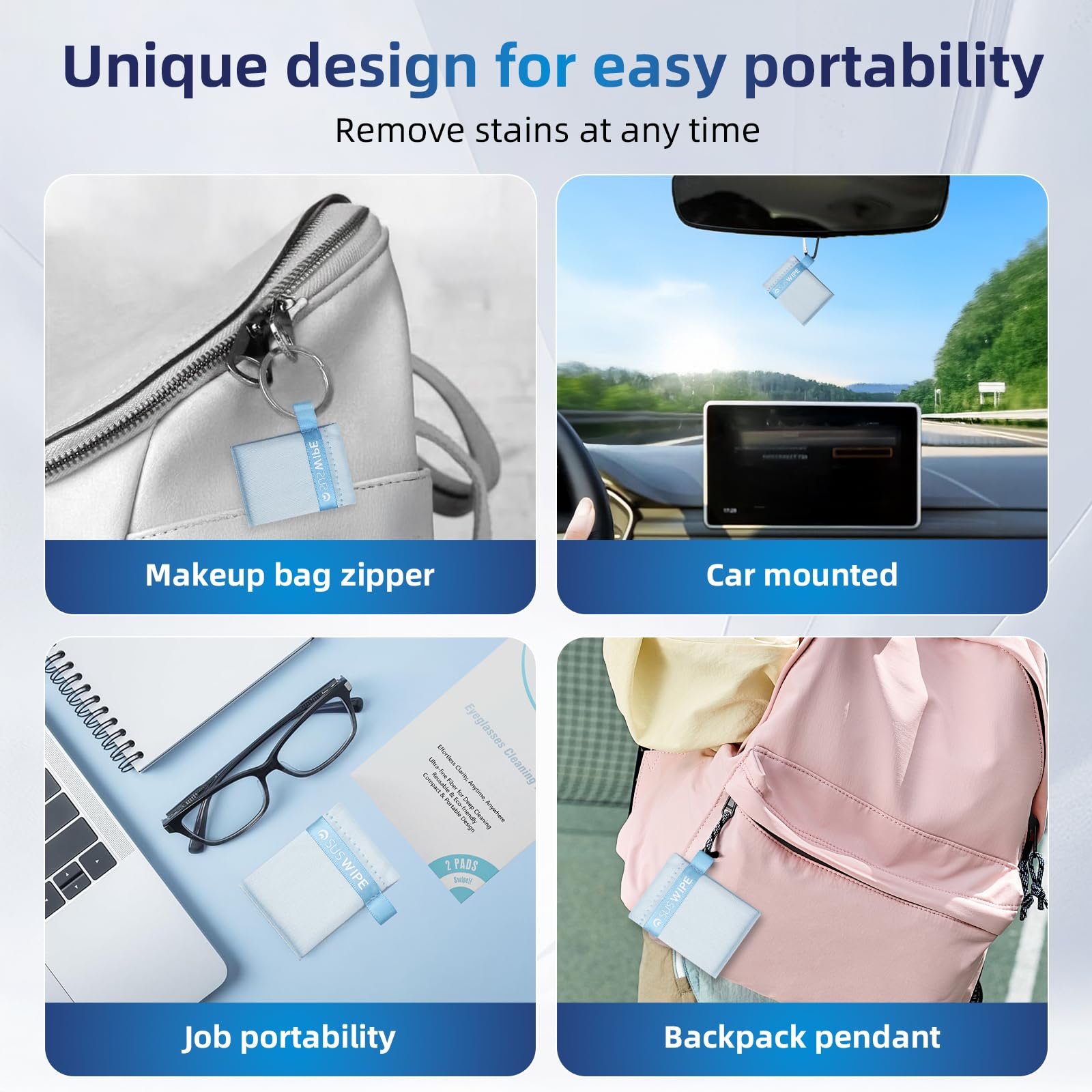 Glasses being cleaned with blue SusWipe cloth