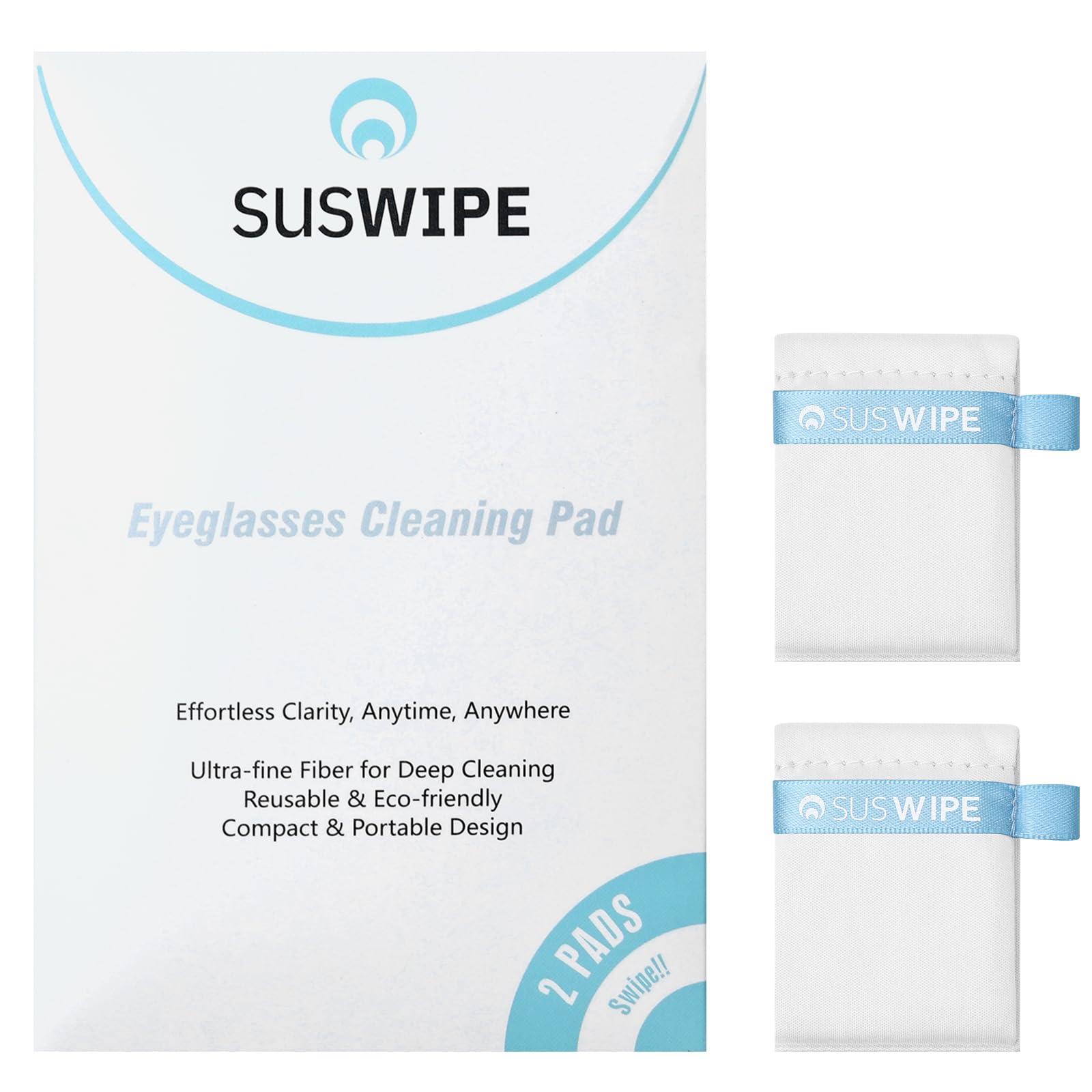Hero shot of SusWipe glasses finger wipes in grey