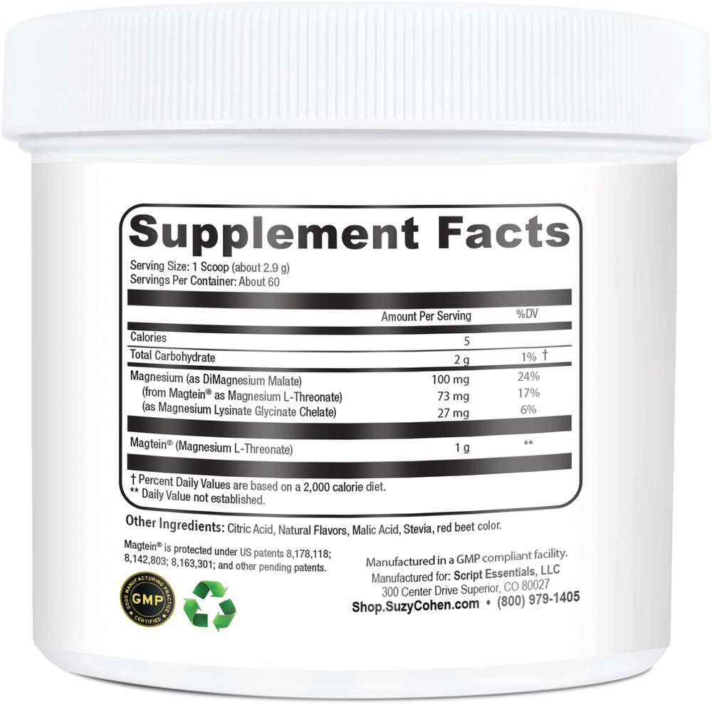 Supplement facts panel on the bottle