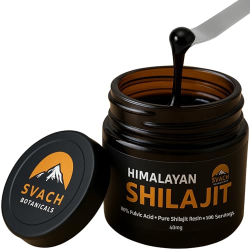 Front view of Svach Botanicals Shilajit Resin 40g jar