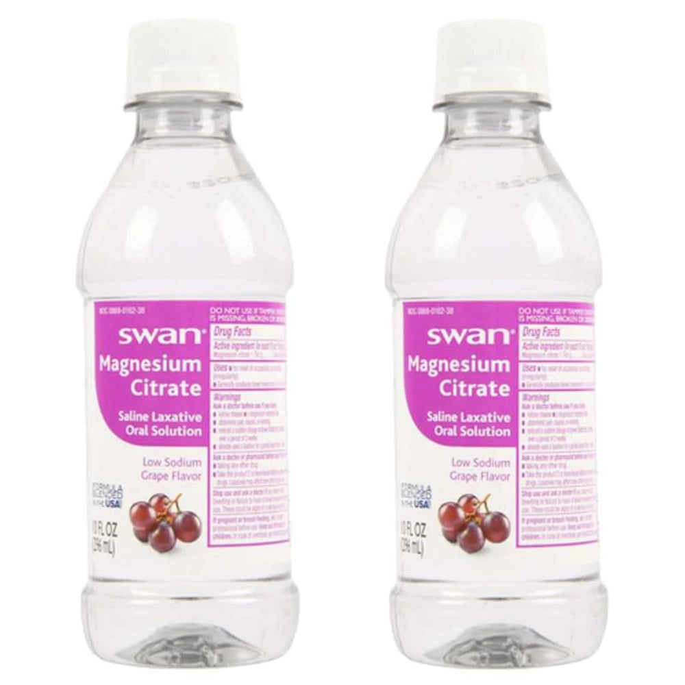 Swan Magnesium Citrate Oral Solution grape flavor, 2-pack 10 oz bottles