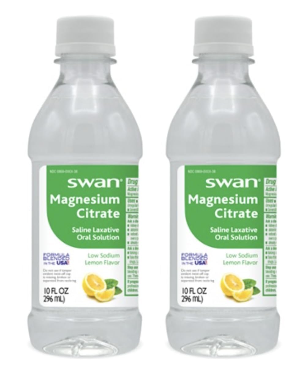 Bottle of Swan Magnesium Citrate Oral Solution Lemon Flavor, 2-10 oz bottles