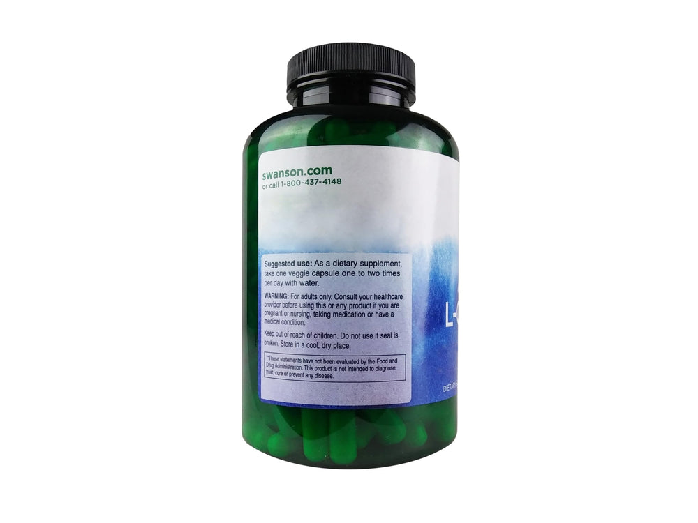 Nutrition facts panel for Swanson Acetyl L-Carnitine 500mg