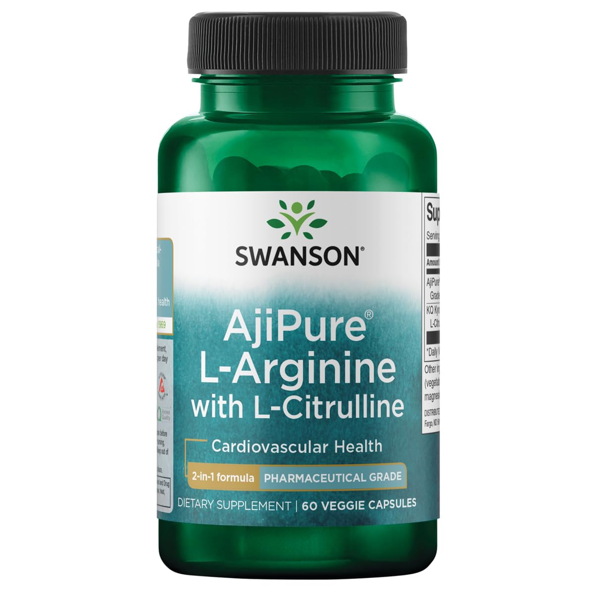 Swanson Ajipure L-Arginine with L-Citrulline 60 Veg Capsules bottle