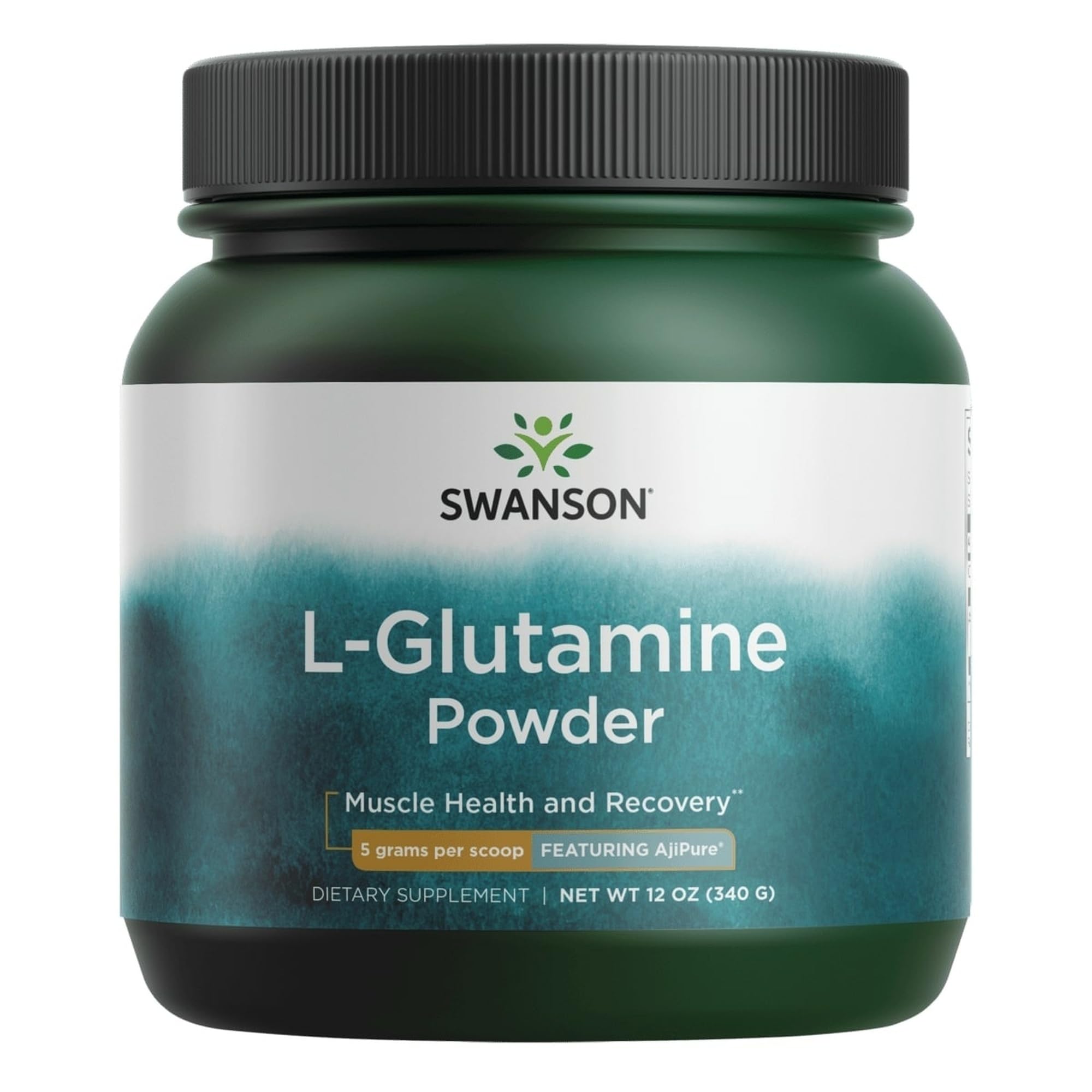 Swanson Ajipure L-Glutamine powder bottle 12 oz packaging