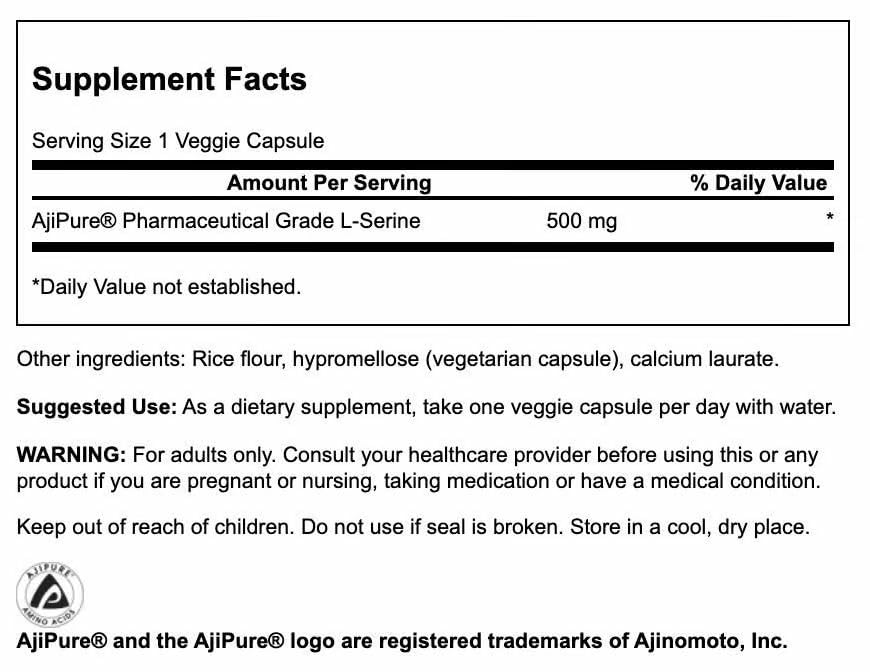 Swanson Ajipure L-Serine bottle with 60 veggie capsules