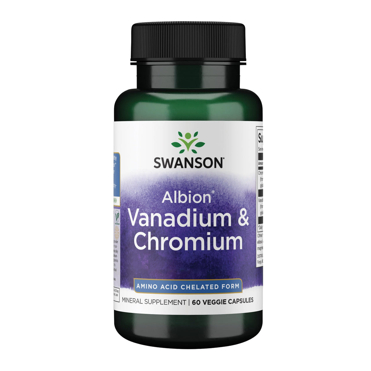 Swanson Albion Chelated Vanadium and Chromium 60 Veg Capsules bottle