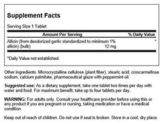 Swanson Allicin from Garlic bottle back label
