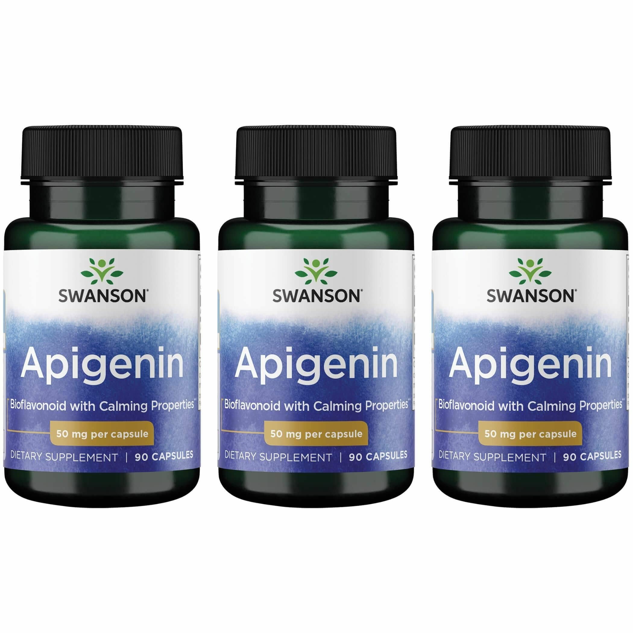 Three Swanson Apigenin-Bioflavonoid supplement bottles with 90 capsules total