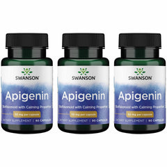 Three Swanson Apigenin-Bioflavonoid supplement bottles with 90 capsules total