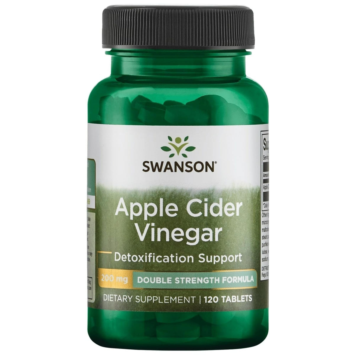 Swanson Double-Strength Apple Cider Vinegar 200 Milligrams 120 Tabs bottle front view