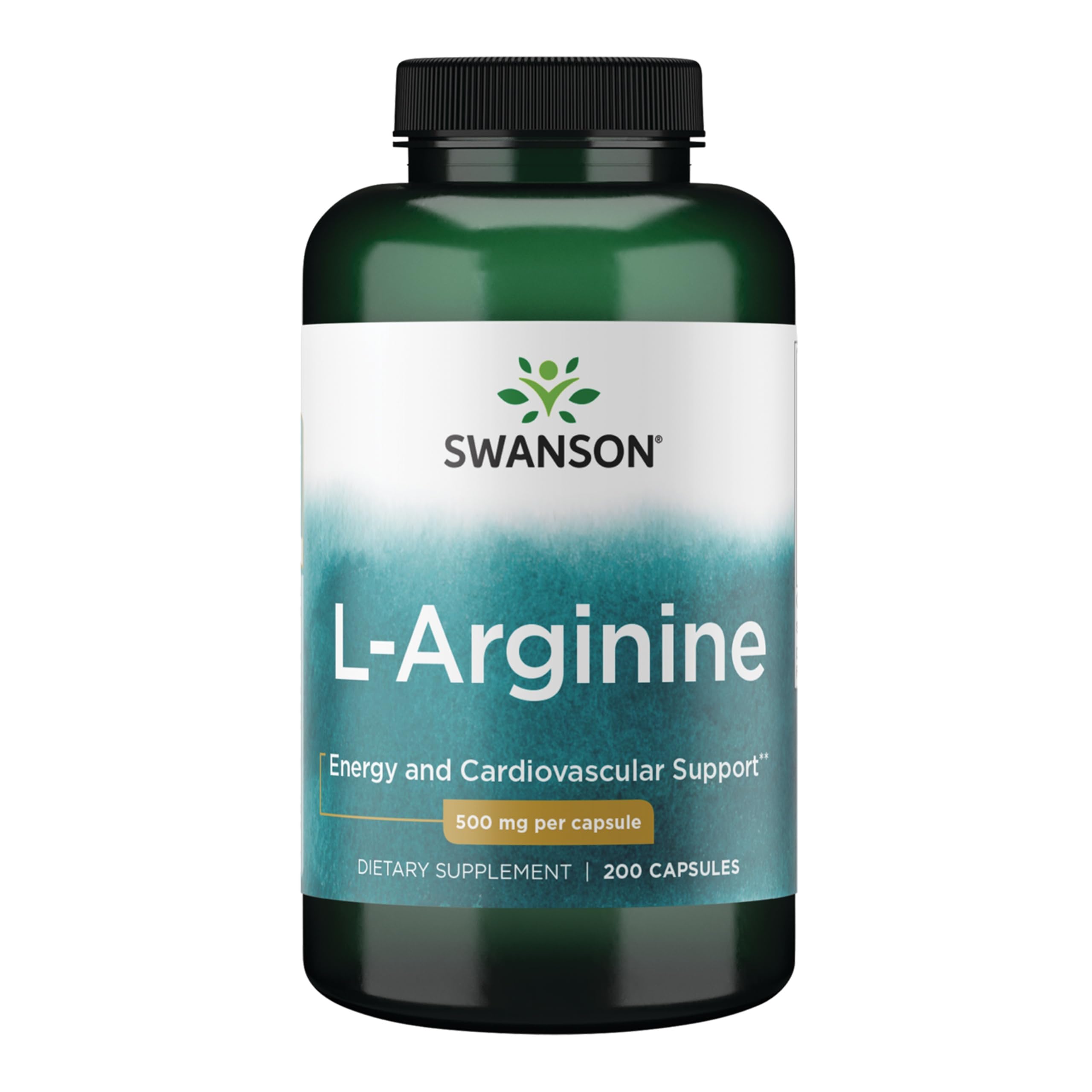 Bottle of Swanson L-Arginine 500 mg, 200 capsules