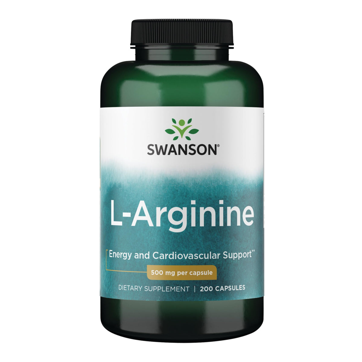 Bottle of Swanson L-Arginine 500 mg, 200 capsules