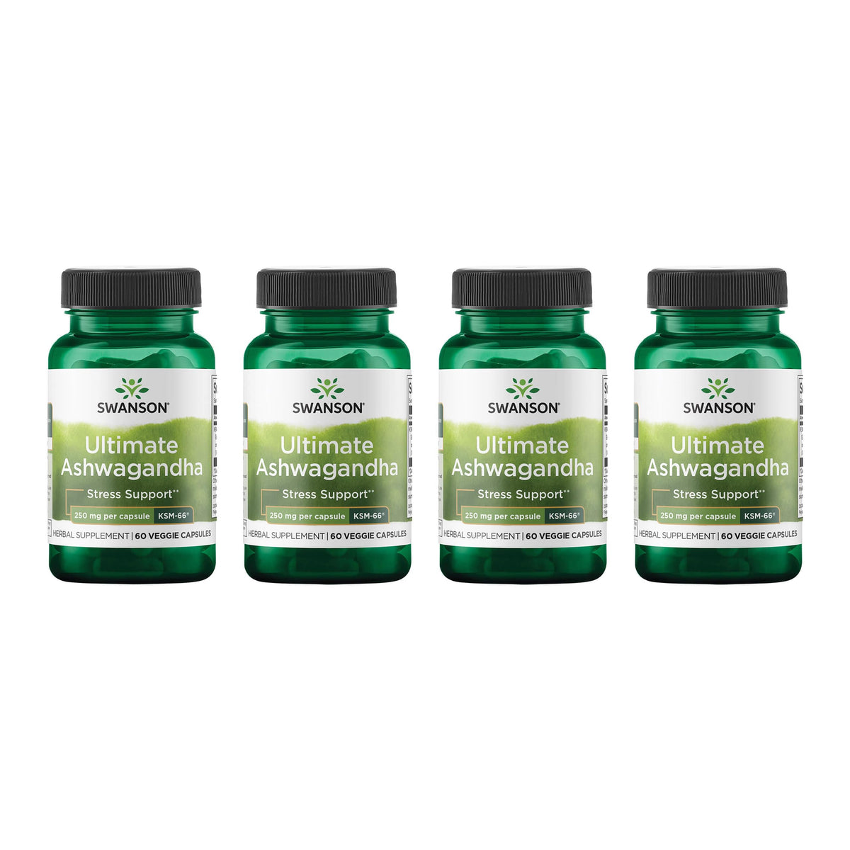 Swanson Ultimate Ashwagandha KSM-66 bottle with 60 veggie capsules
