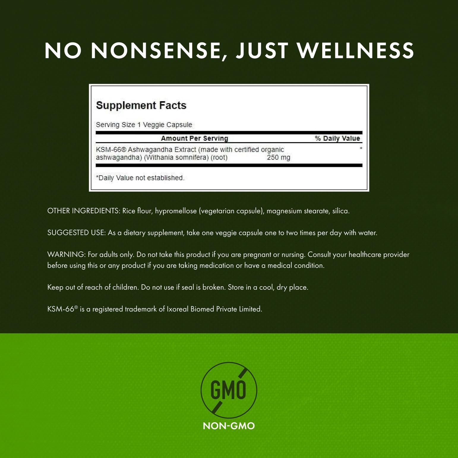 A bottle of Swanson Ashwagandha KSM-66 capsules