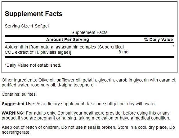 Swanson Astaxanthin 8 mg softgels packaging